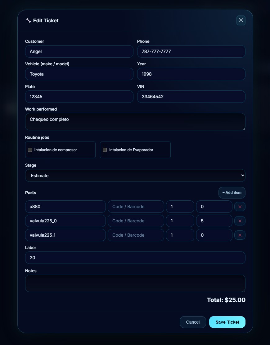 Cayia Tickets and customer invoice setup