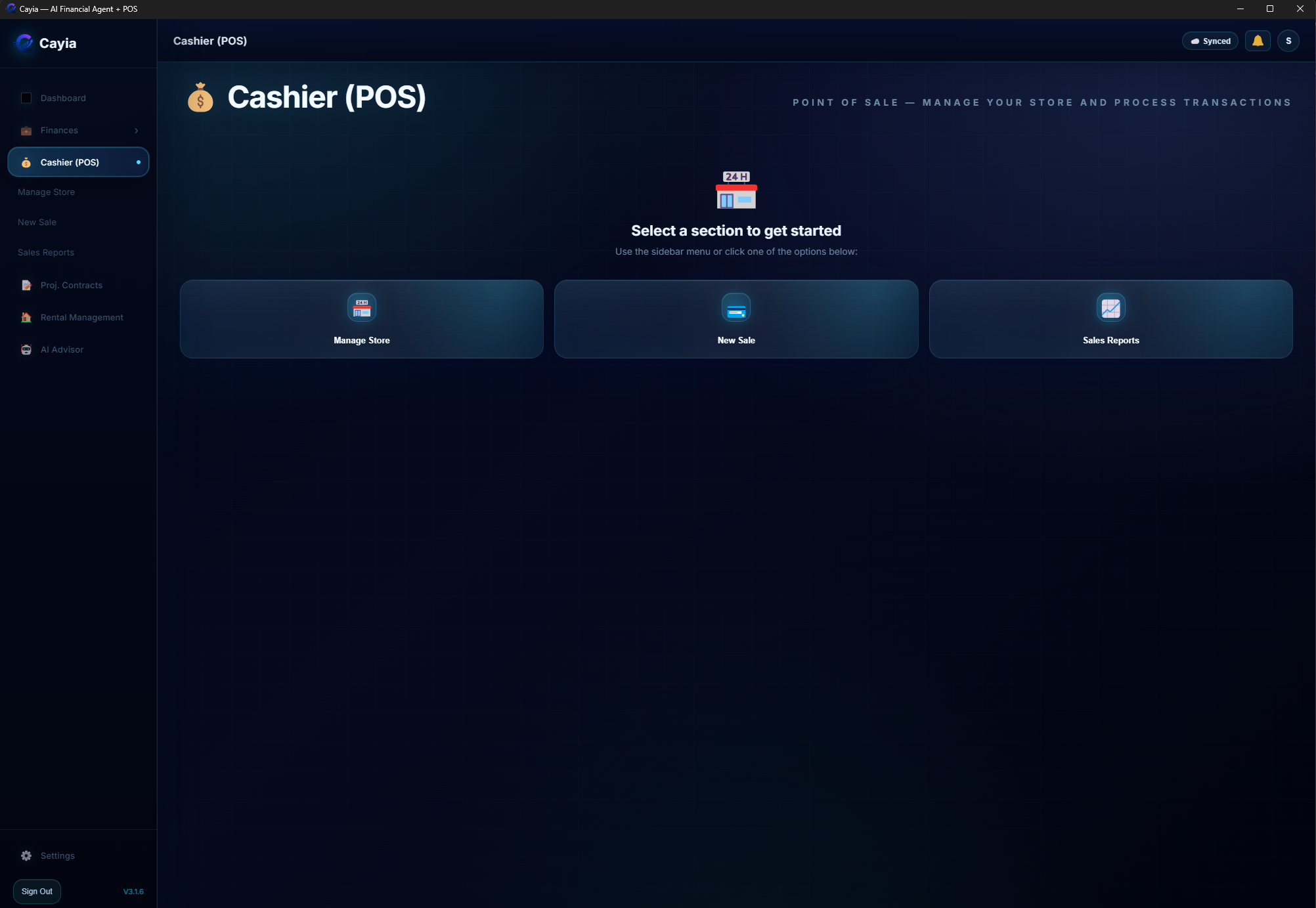 ™Cayia cashier POS screen