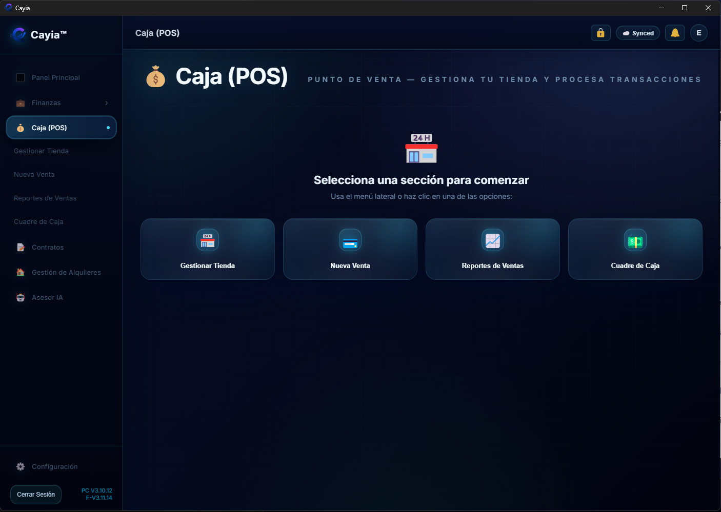 Cayia POS entry screen with Cash Register option