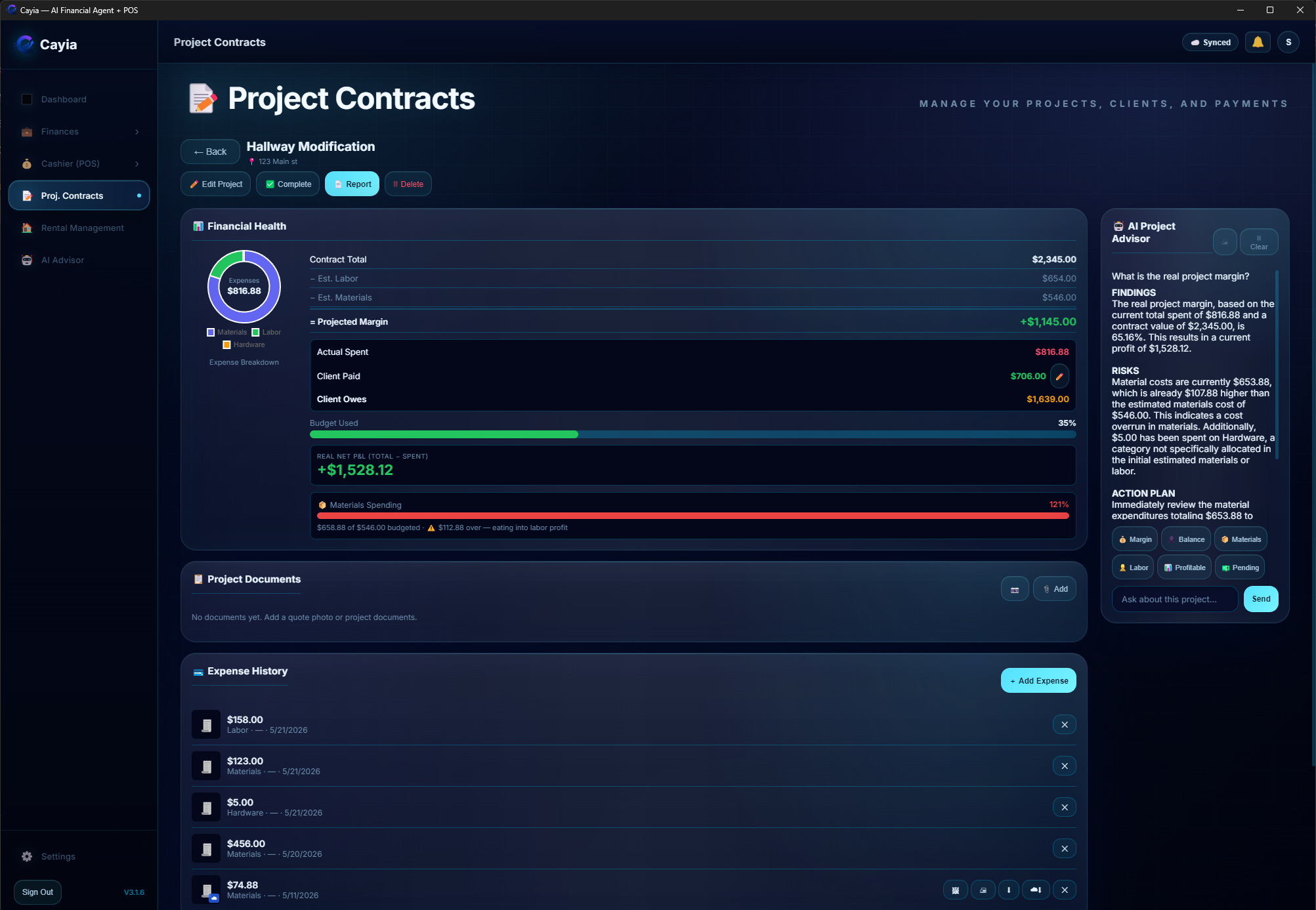 ™Cayia project contracts detail