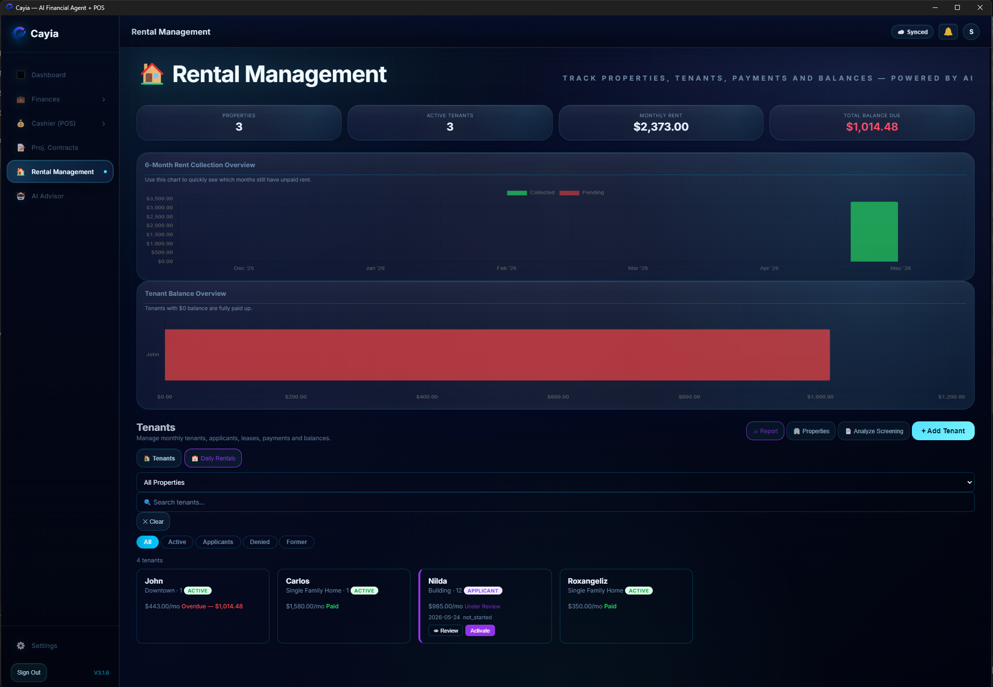 Rental Management dashboard