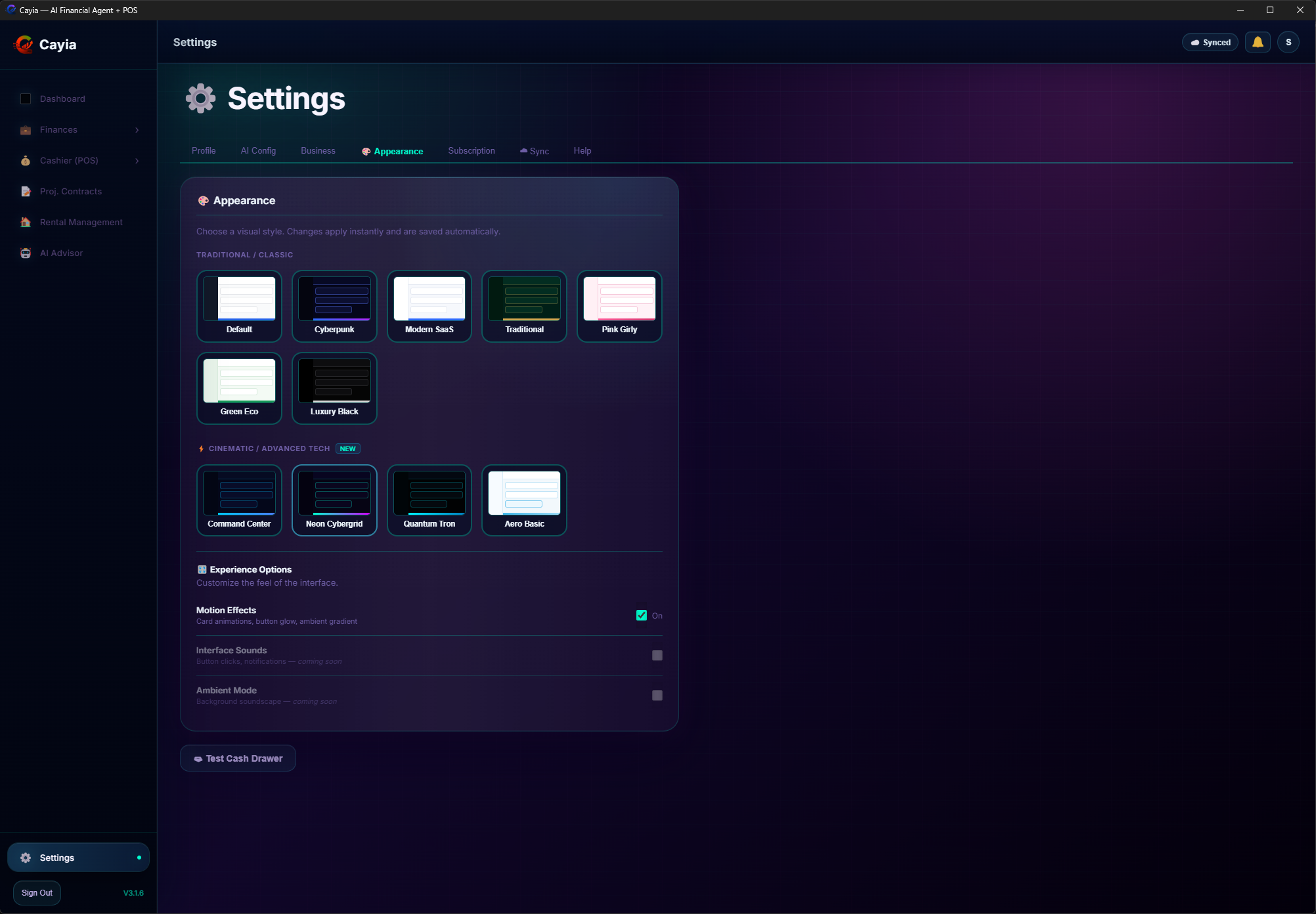 ™Cayia settings